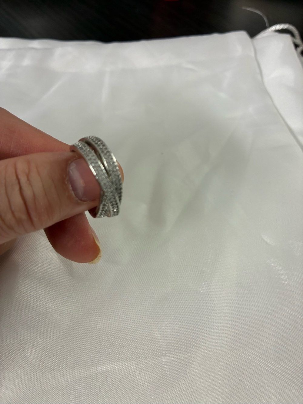 Silver Crisscross Pavé Ring - Women's Silver Fashion Ring size 7